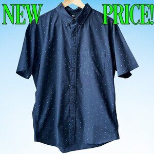 Uniqlo Navy Mini-Polka Dot Oxford, Sz L